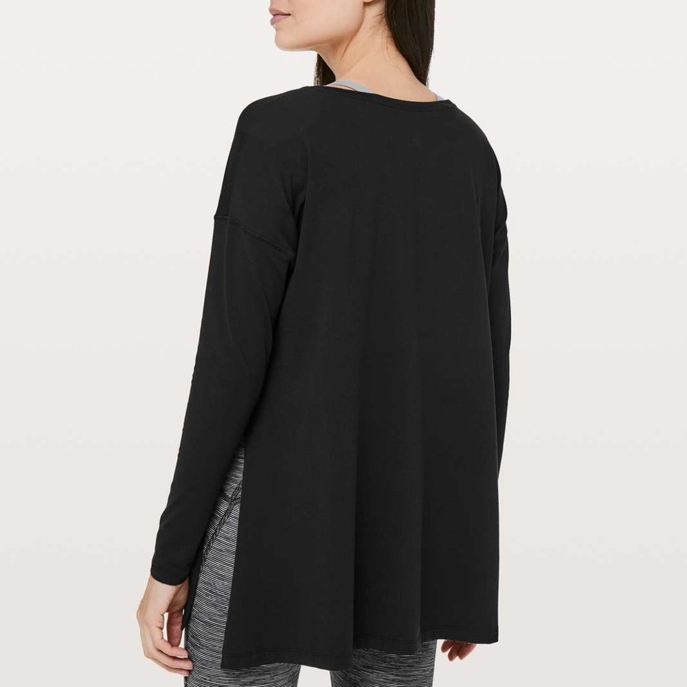 Lululemon Hit Unwind Long Sleeve Top Black Side Slit Rulu